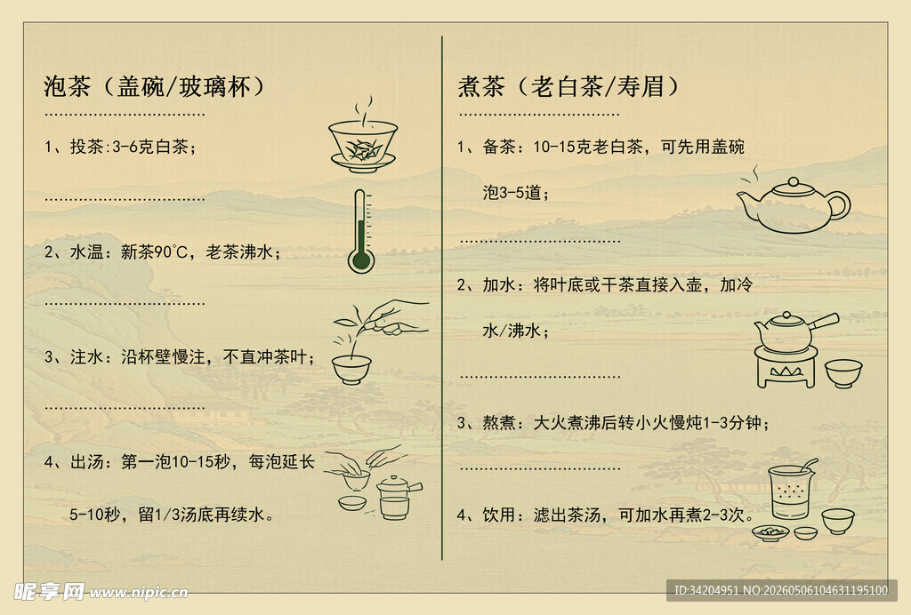 白茶沏茶过程图示