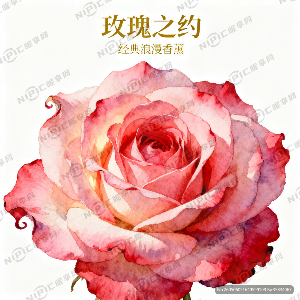 法式自然香氛插画风 视觉玫瑰花