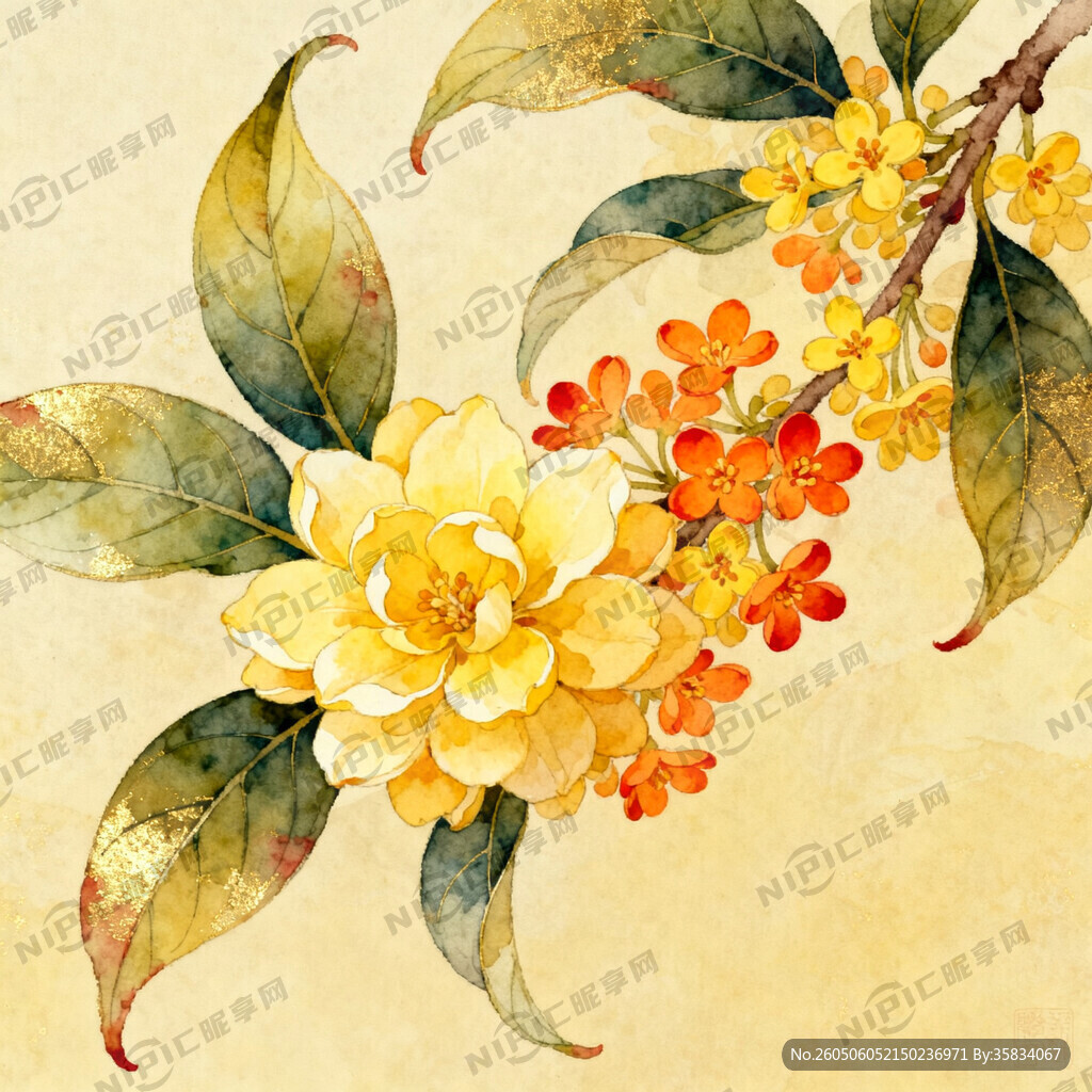 轻奢插画风 自然植物风 轻奢感