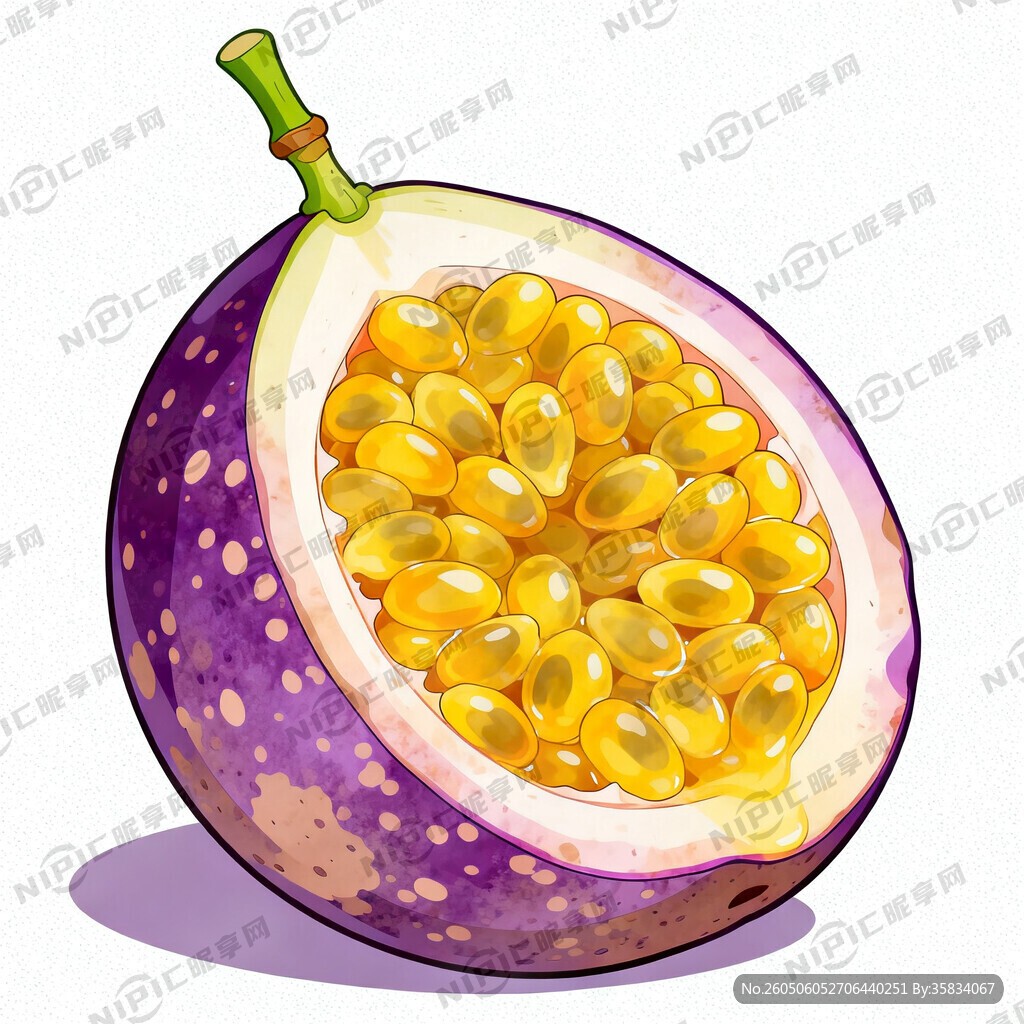 数码插画风 百香果