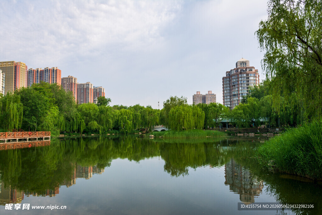 城市湖畔美景