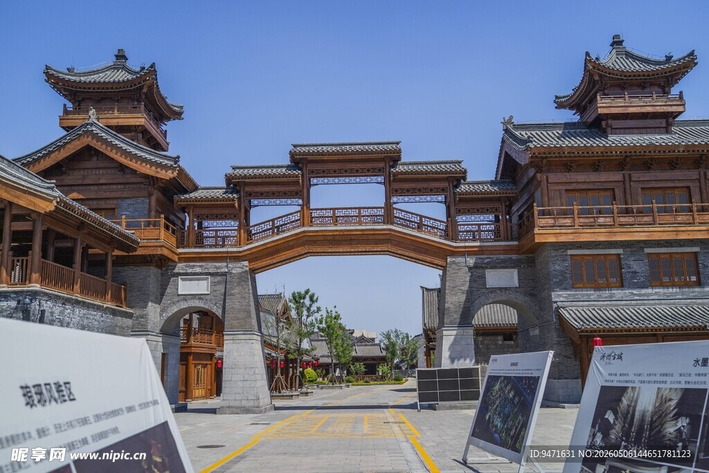 临沂古城中式古典牌坊建筑景观