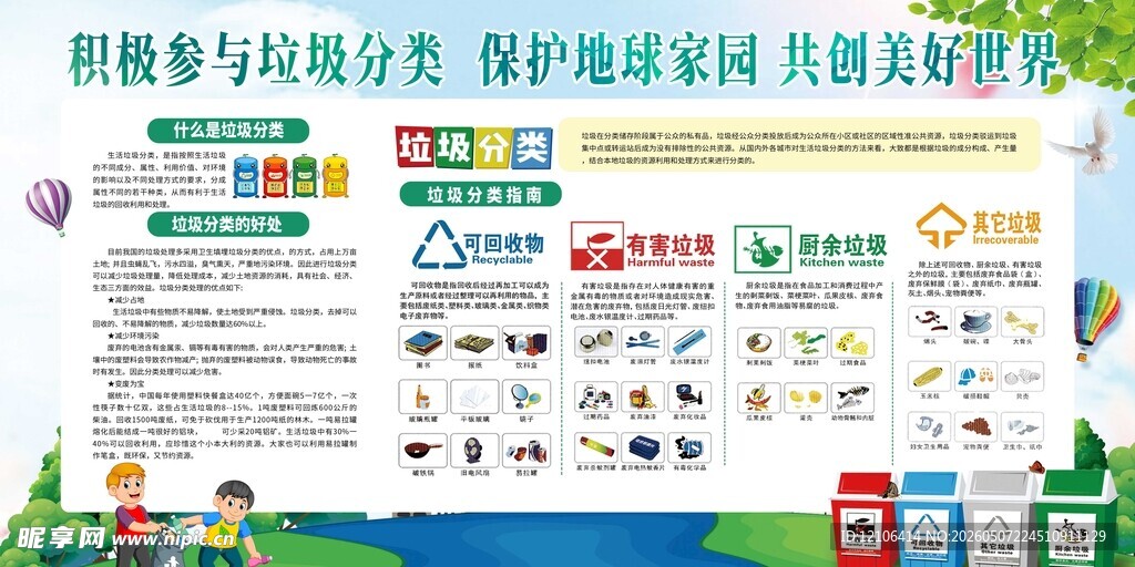 参与垃圾分类宣传海报展示
