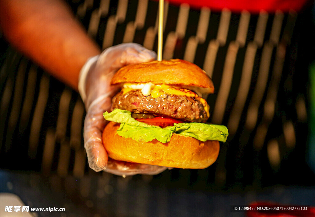 美味汉堡近景特写