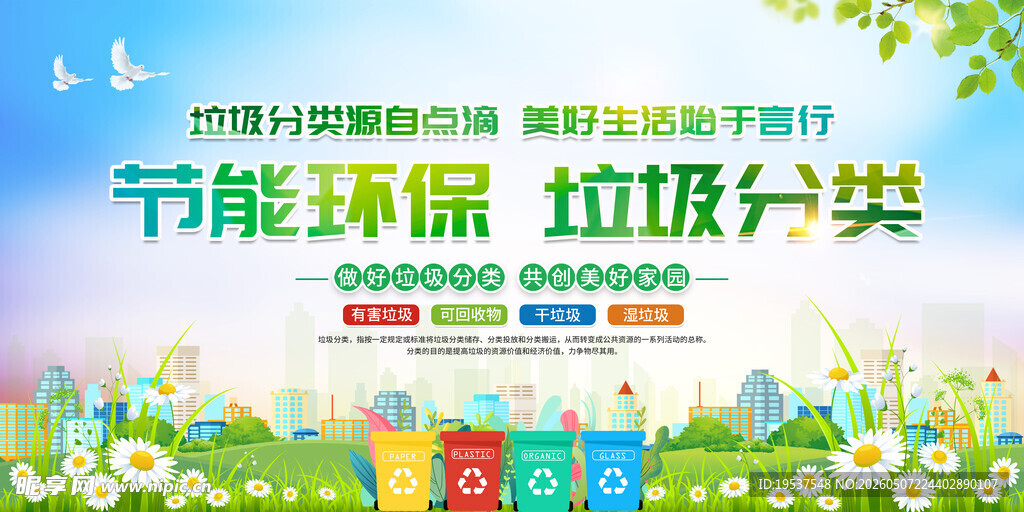节能环保垃圾分类宣传图