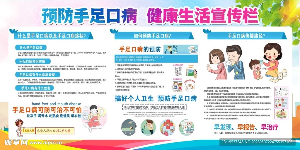 预防手足病健康生活宣传栏