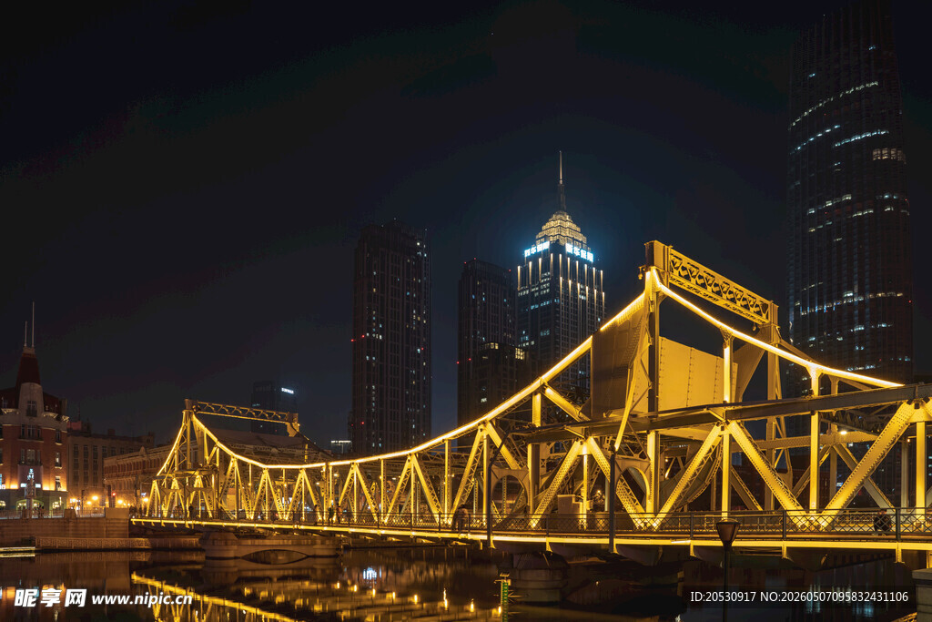 天津海河解放桥夜景