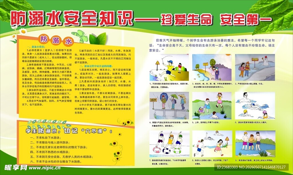 防溺水安全知识宣传展板海报