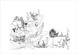 水墨风动物花卉插画