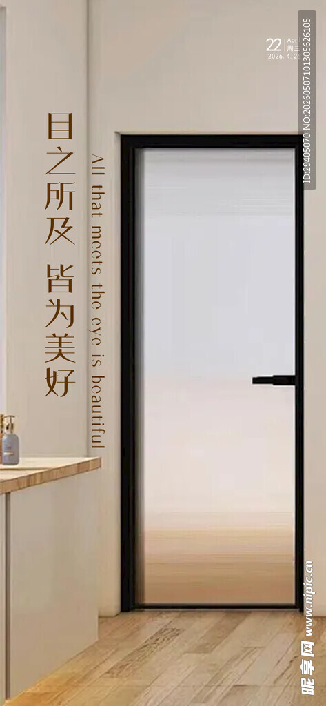 简约磨砂玻璃门室内场景