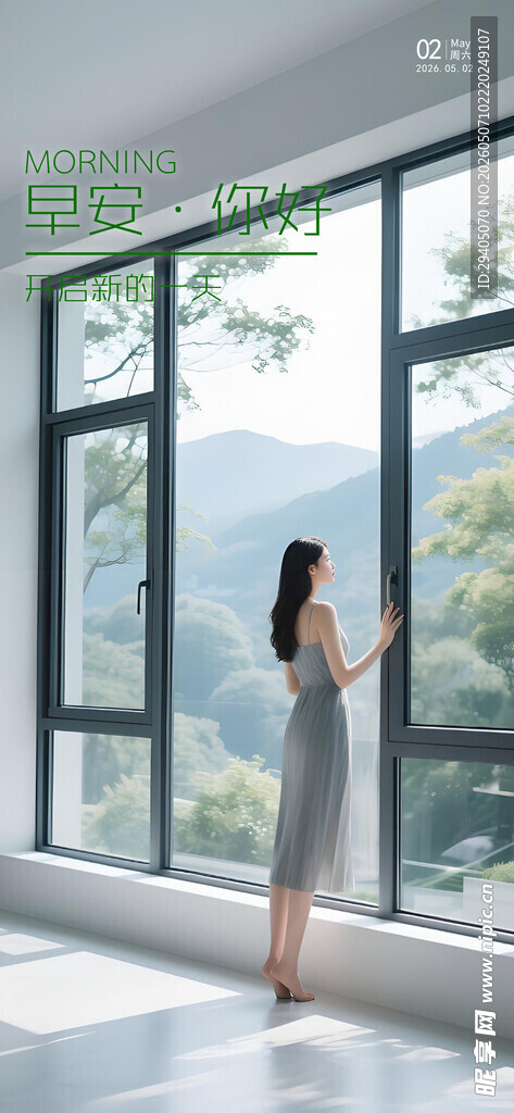 窗边女子静赏户外景致