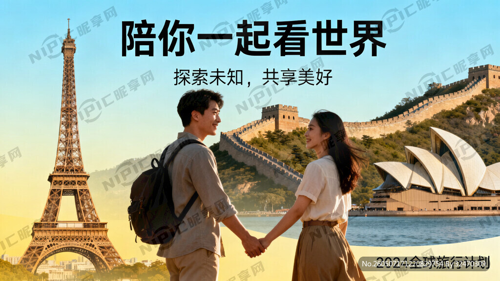 陪你一起看世界 长条海报