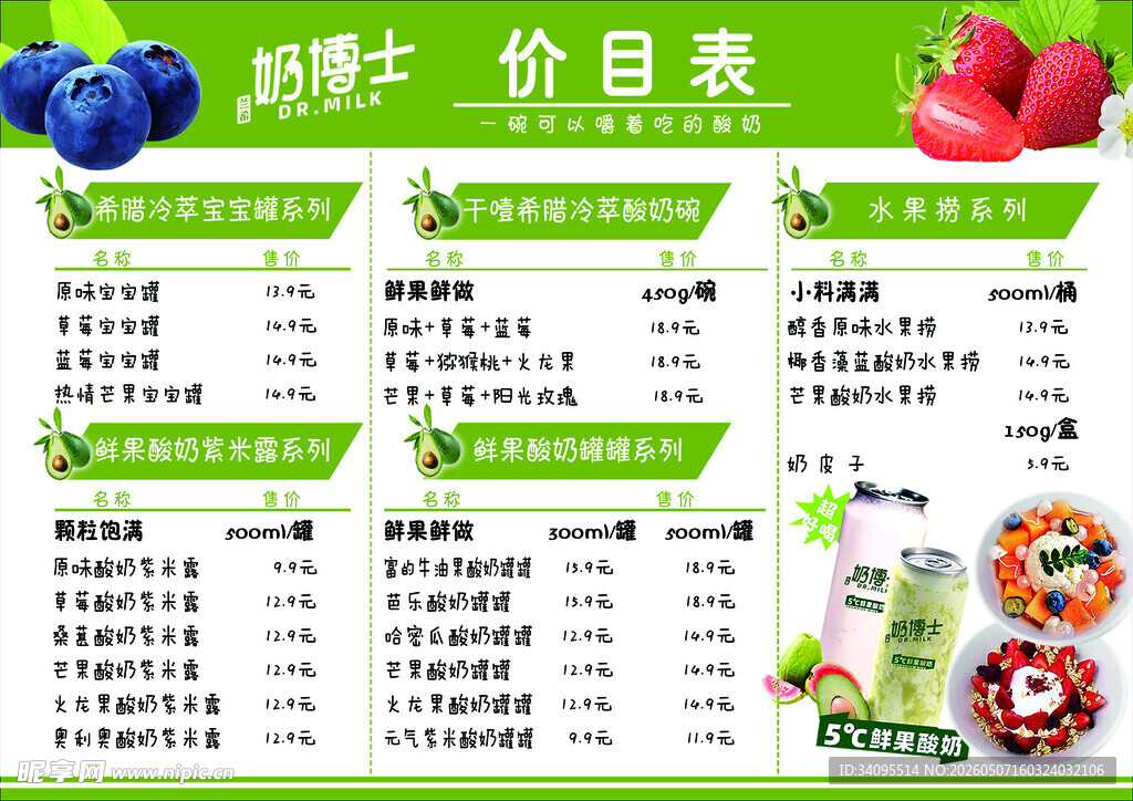 超市生鲜价目表展示