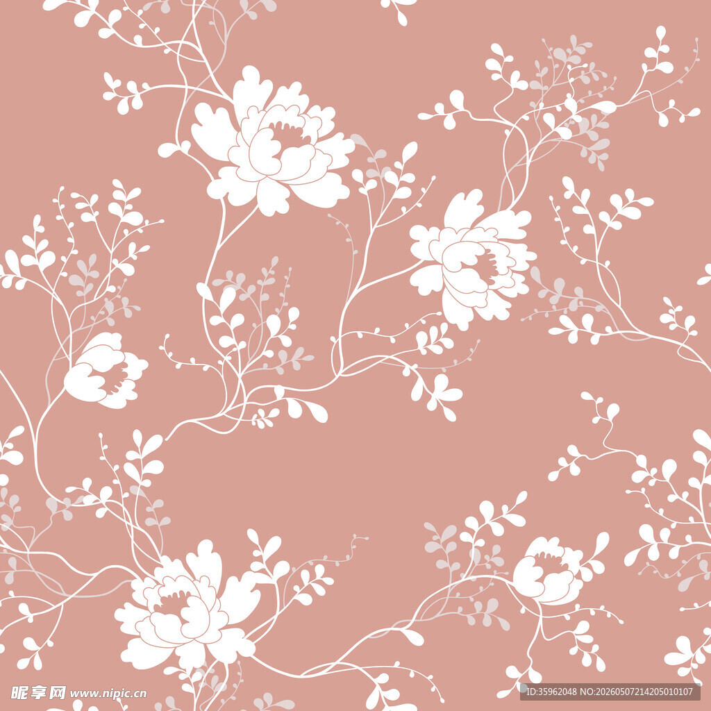 粉色底白色花卉图案背景