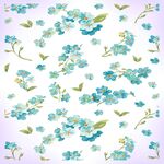 蓝花绿叶清新花卉图案