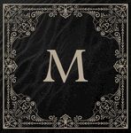 黑色花纹边框中的字母M