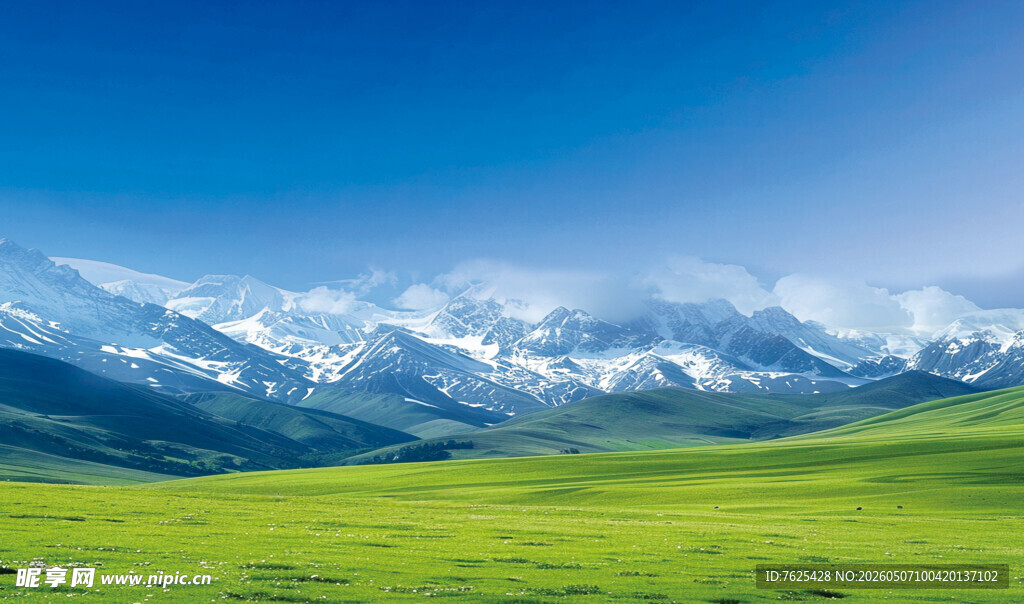 草原雪山美景