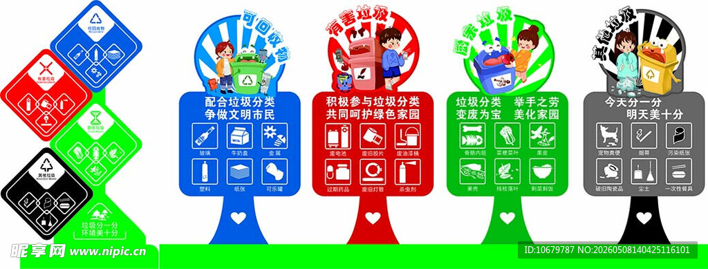 垃圾分类 立体桌牌