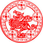 传统剪纸麒麟送福图案