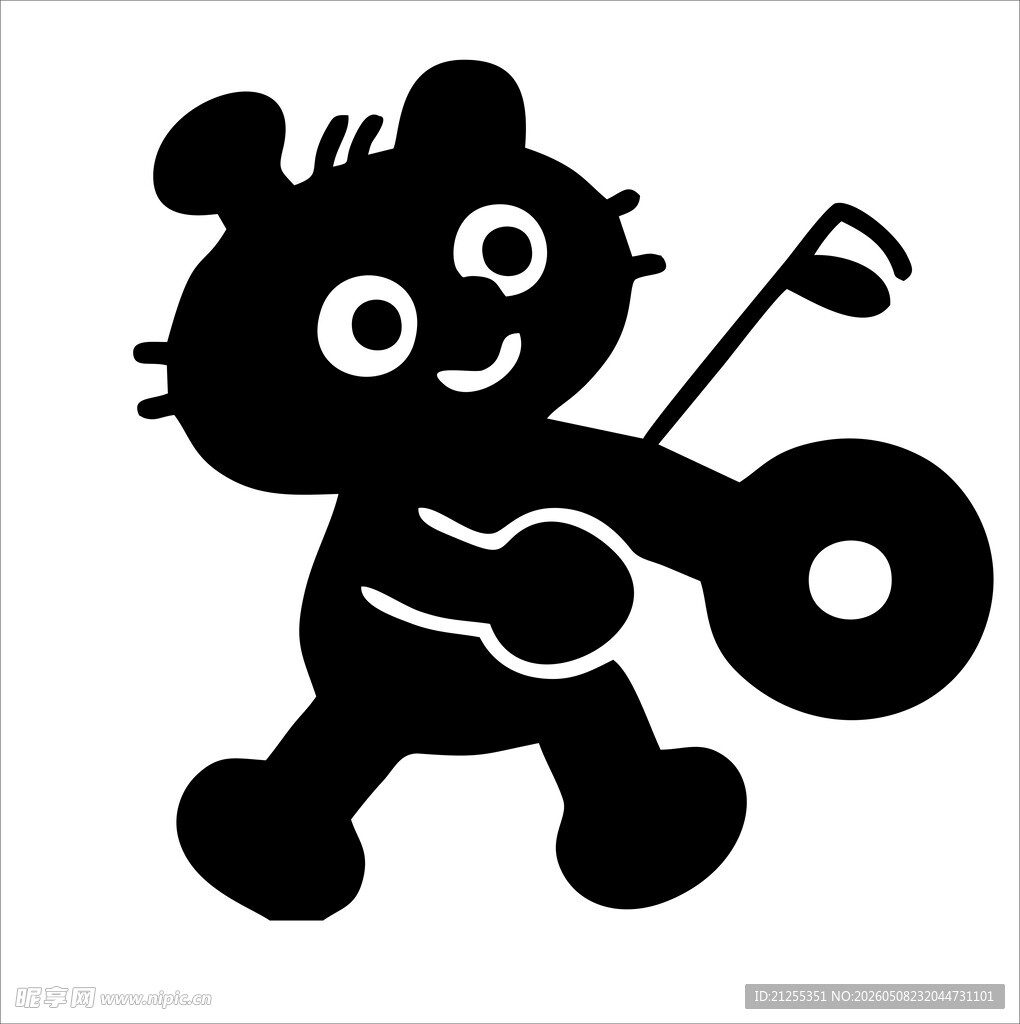 卡通小熊演奏乐器形象