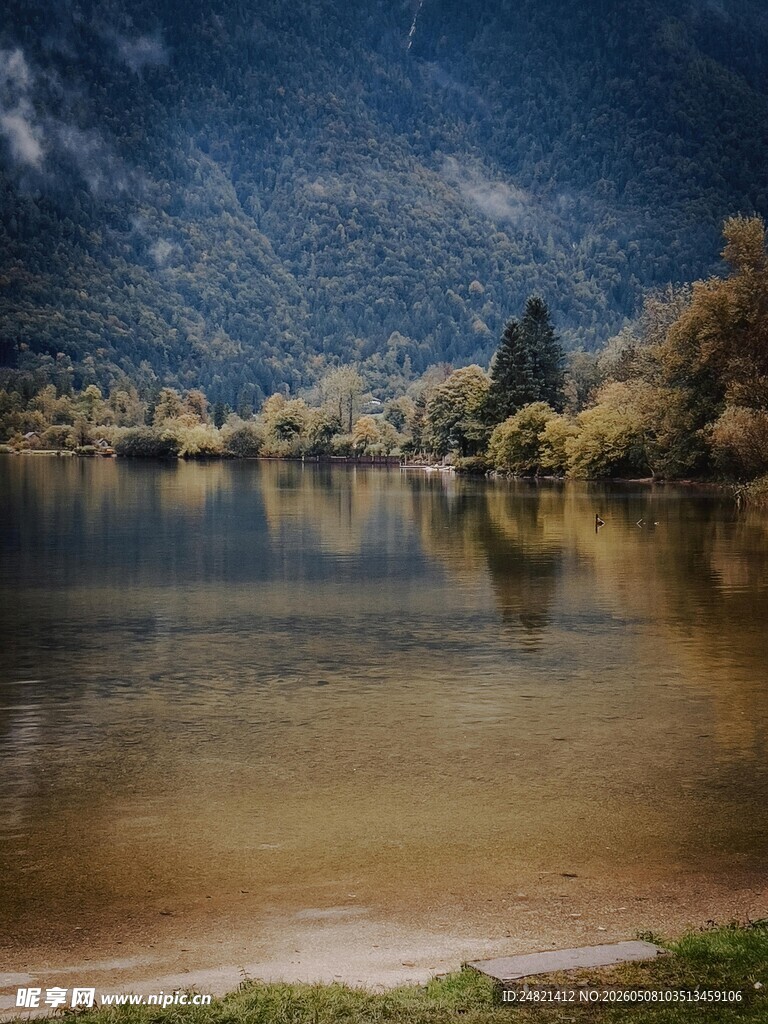 静谧湖畔夜景