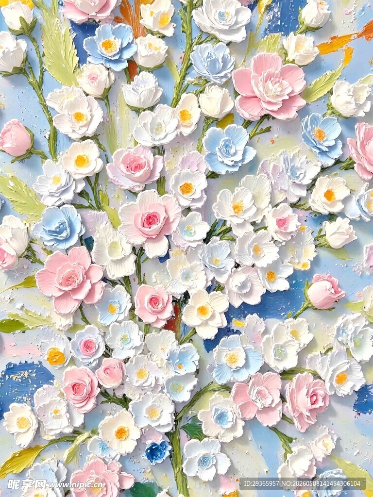 缤纷立体花卉装饰图案