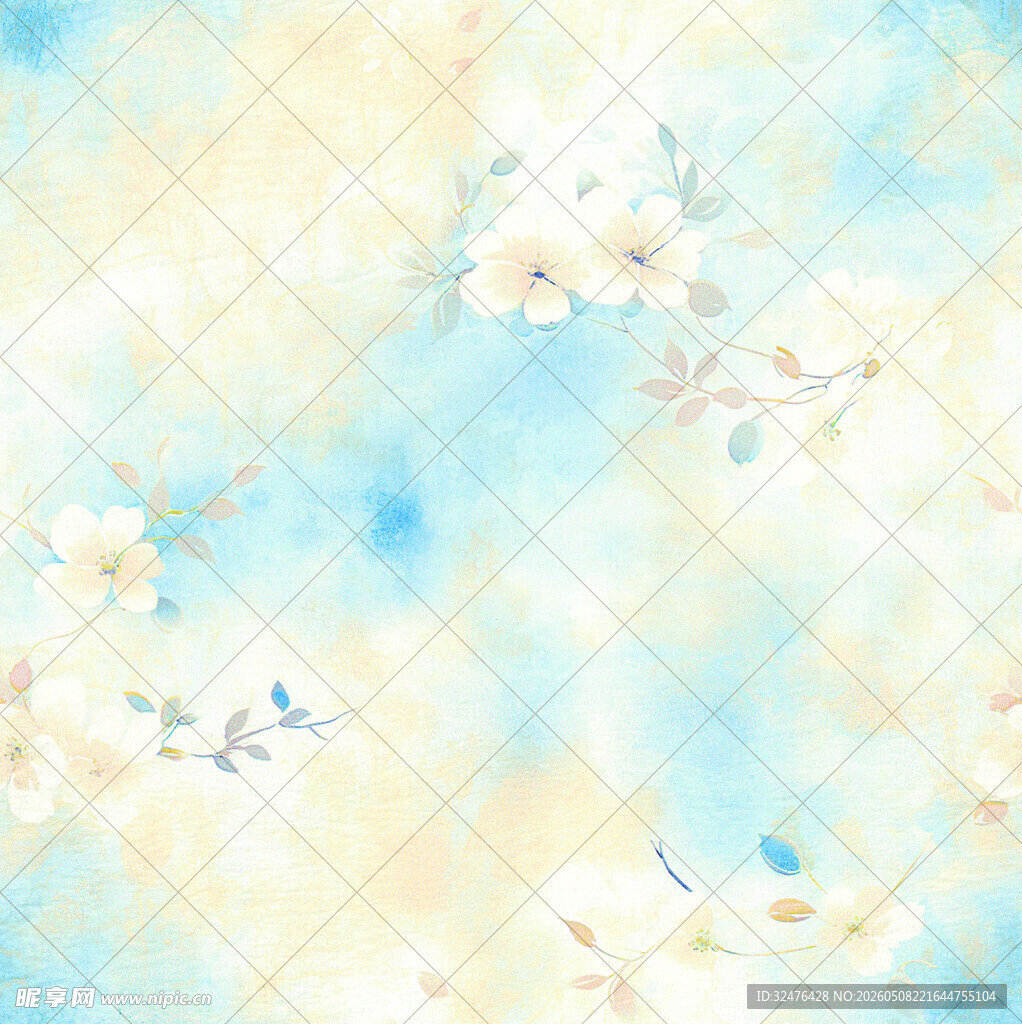 淡蓝黄花卉梦幻纹理背景