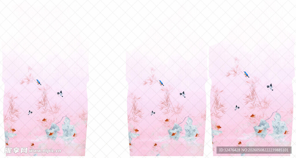 粉色卡通图案装饰画