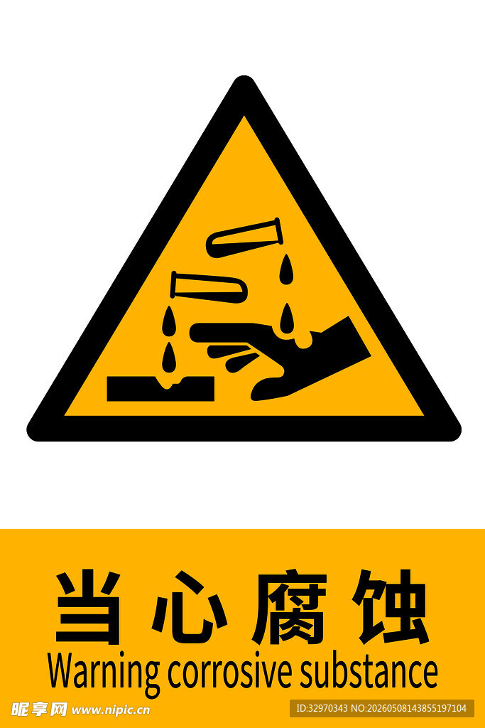 当心腐蚀警示标志