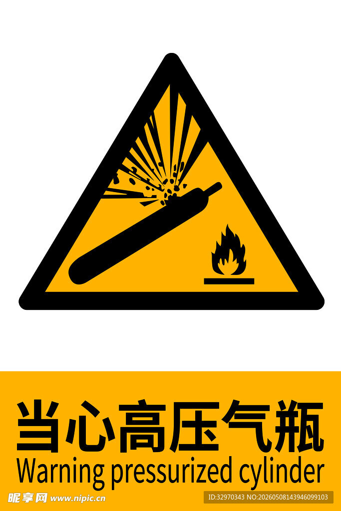 当心高压气瓶警示标志