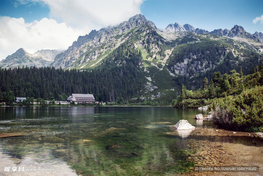 高山湖畔美景