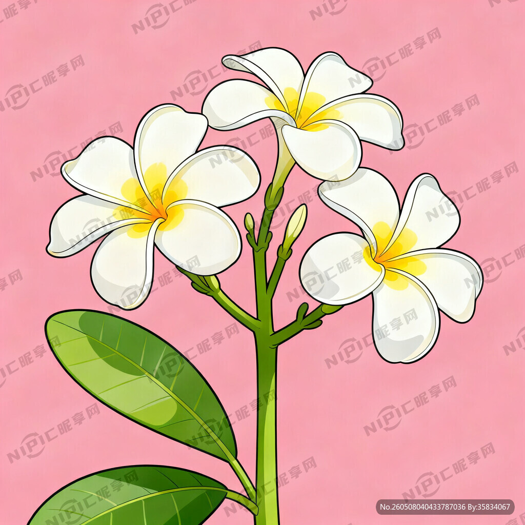鸡蛋花  数码插画