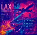 梦幻LAX机场霓虹夜景