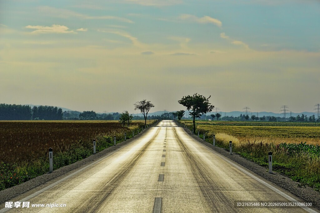 乡间公路延伸向远方