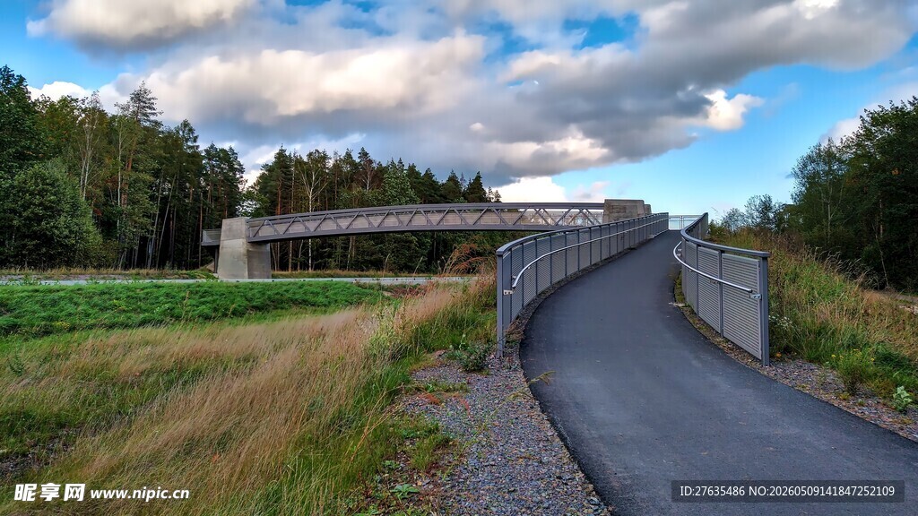 乡村公路旁的开阔田园景色