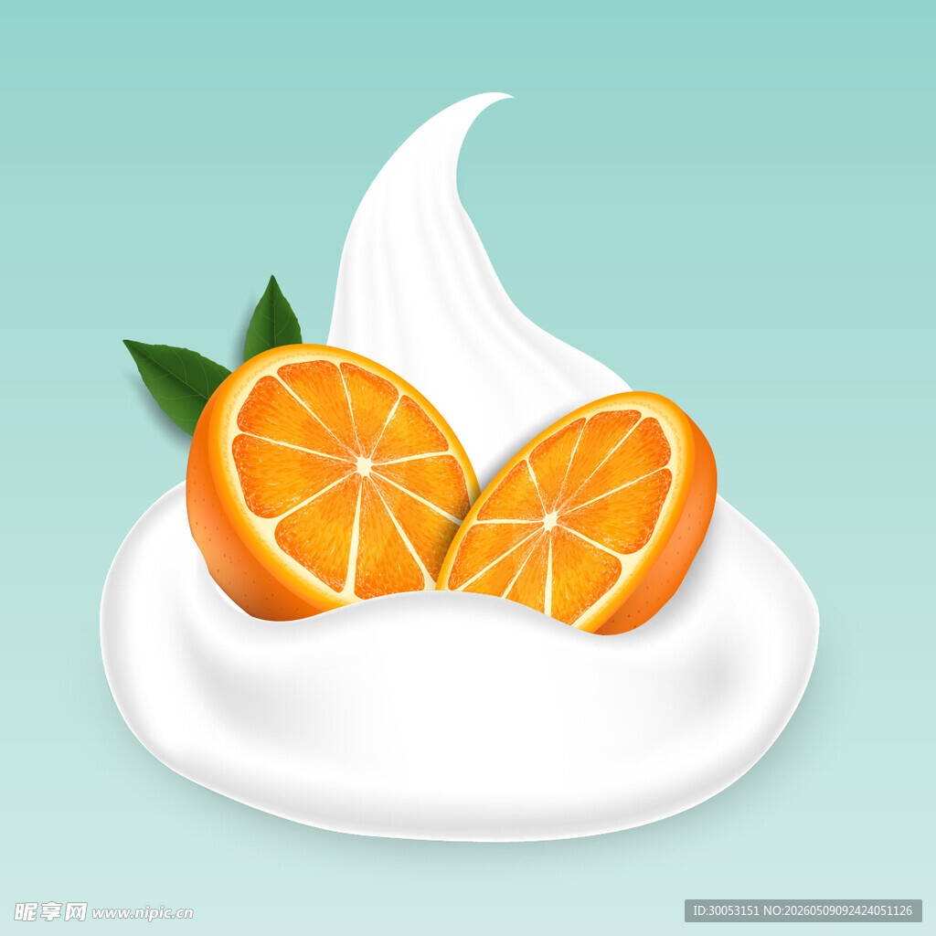 橙子奶油装饰插画