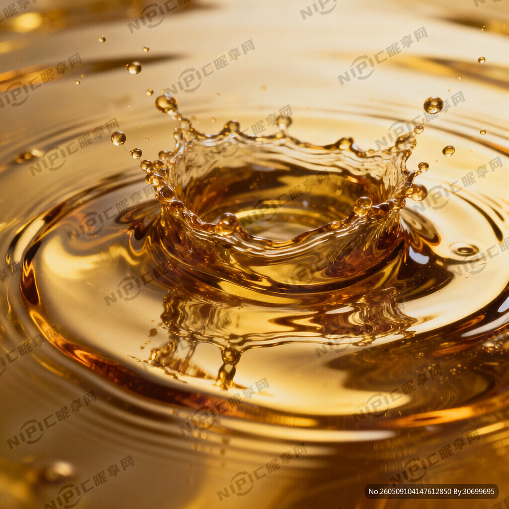金色流动状态油 油面溅起油花
