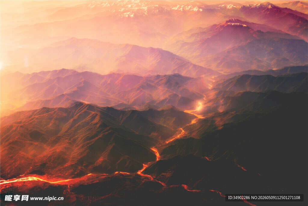 壮丽山川日落美景