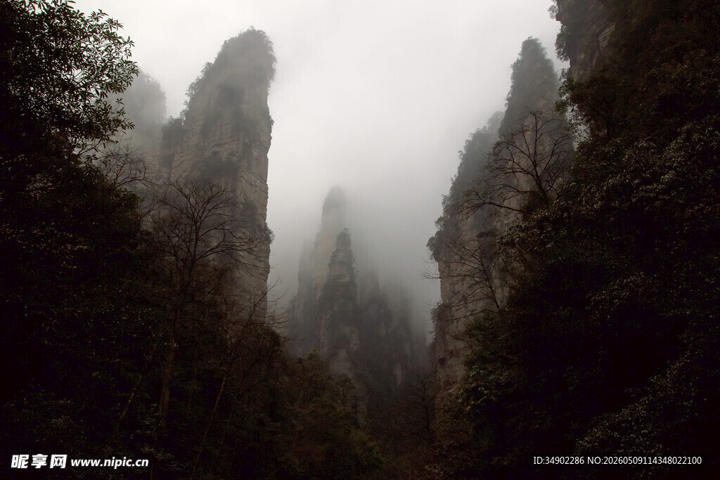 云雾缭绕的壮丽山峰