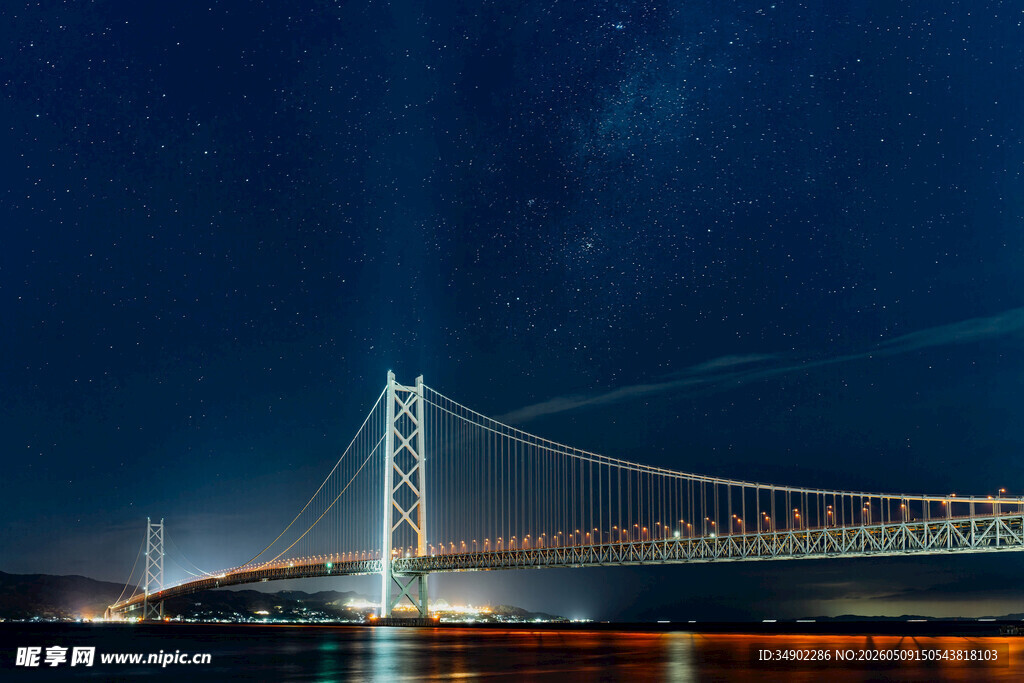 跨海大桥夜景璀璨星空