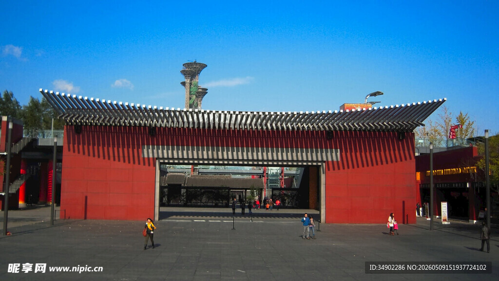 中式红墙建筑景观