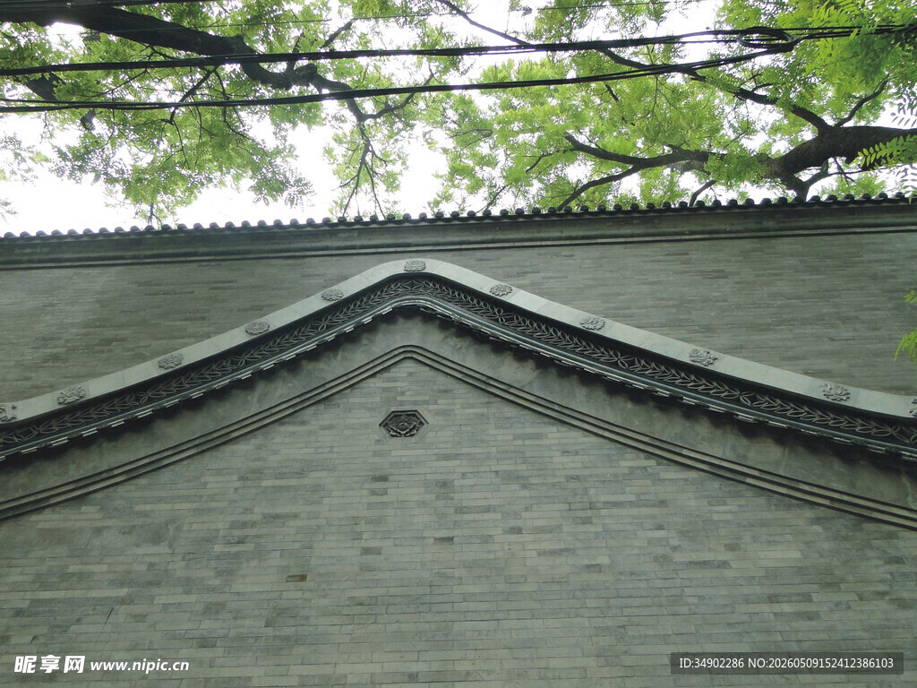 中式古建筑屋檐局部特写