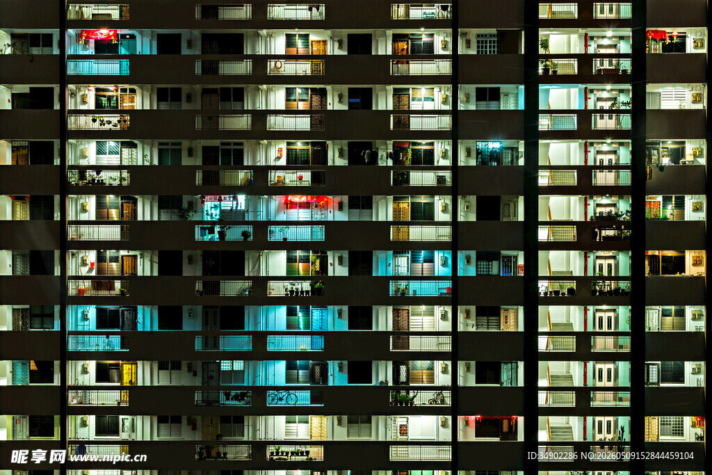 城市夜景灯光璀璨画面