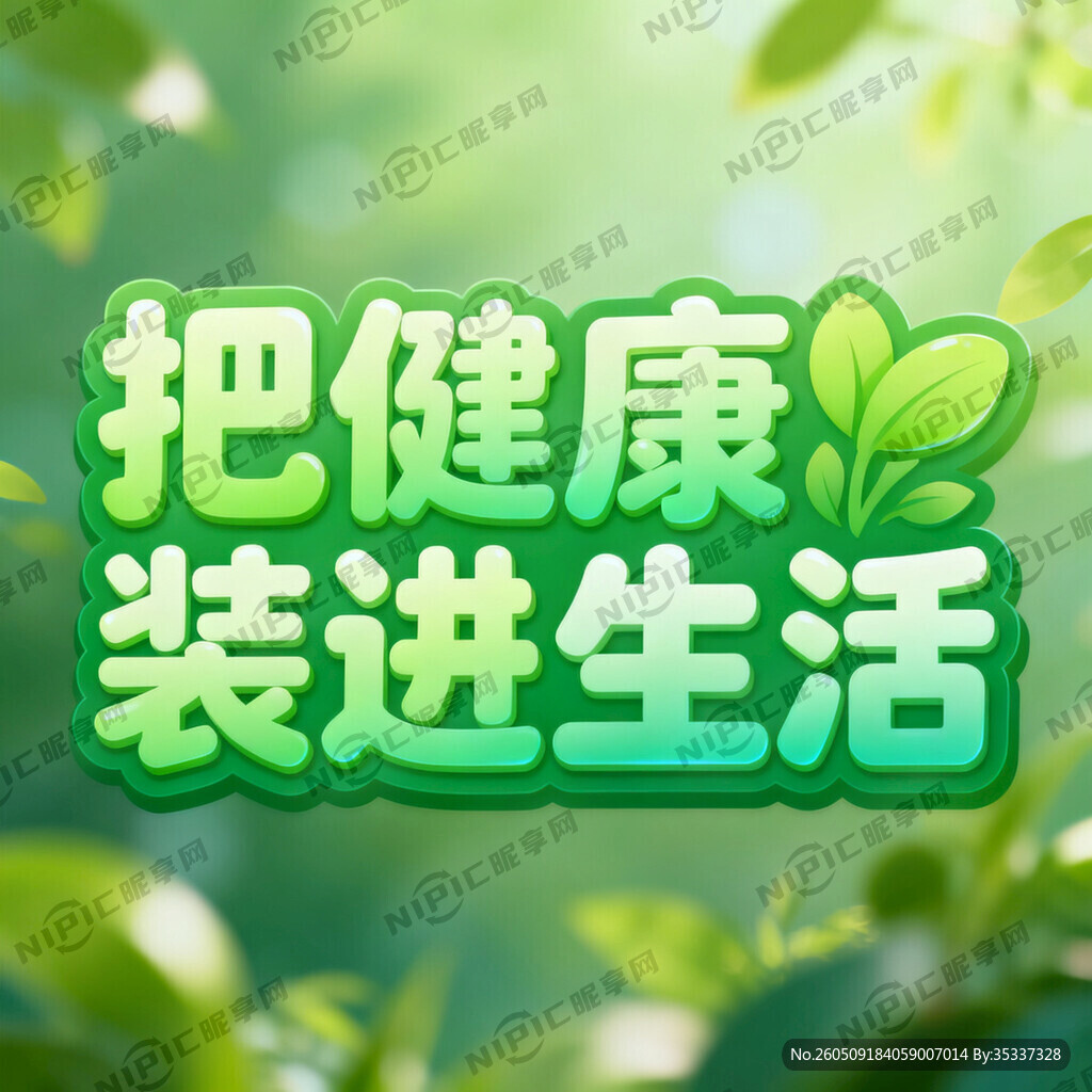 “把健康装进生活”绿色艺术字