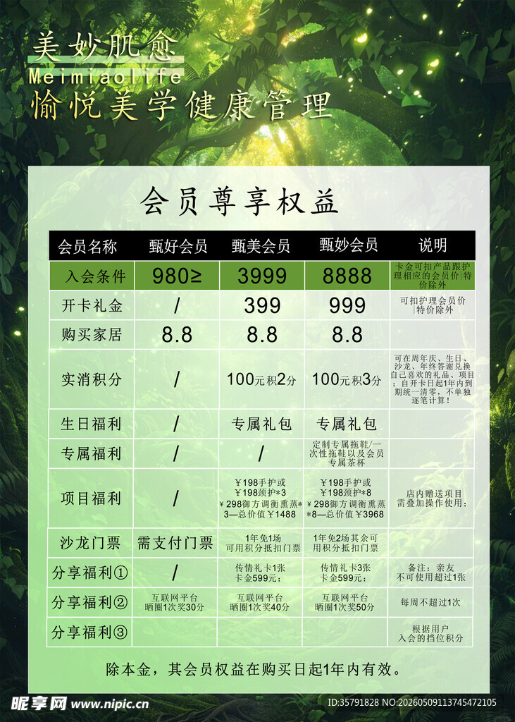 美容价格表