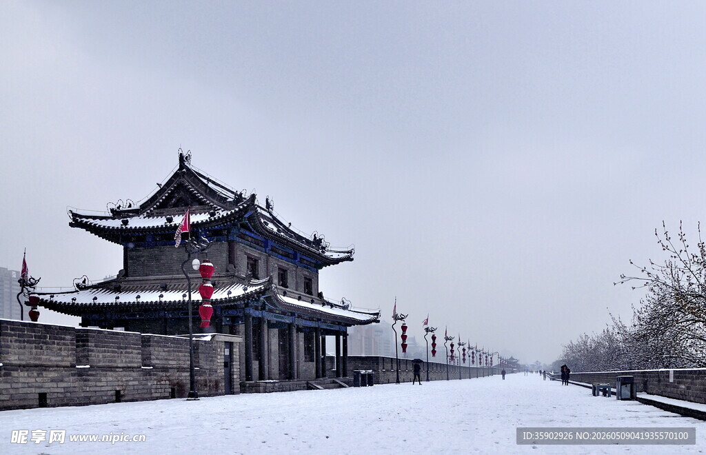 西安明城墙雪景