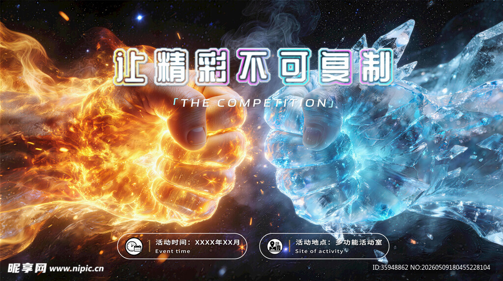 辩论赛竞赛冰火能量背景海报