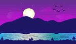 夜景山水插画