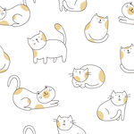 可爱猫咪无缝图案设计