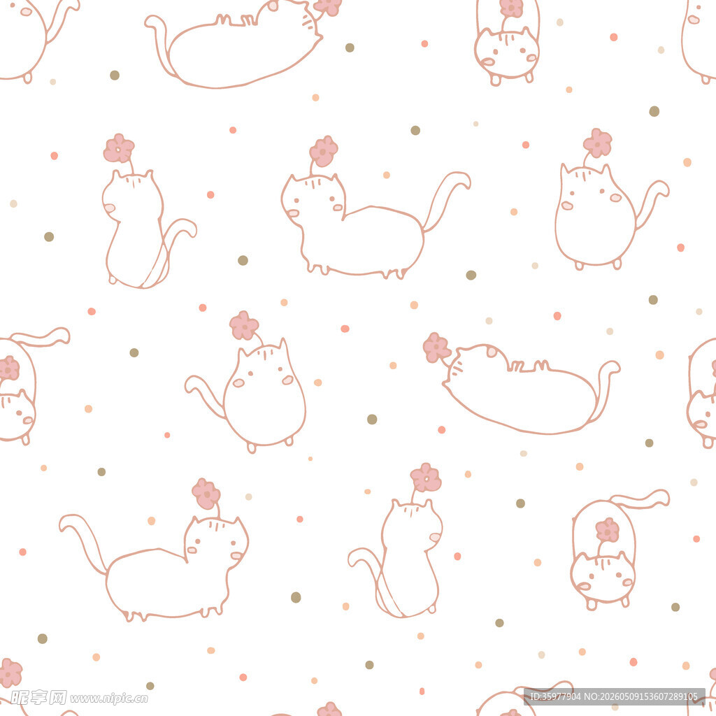 可爱猫咪图案无缝背景图